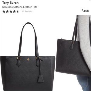 Tory Burch Robinson Saffiano Tote - large, black